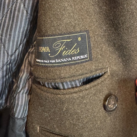 Banana Republic Men's olive green Pea Coat - Picture 7 of 7